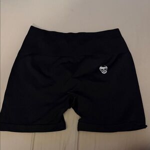 Women's Black Bike Shorts with Skull Accent